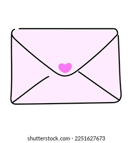 Envelope with a heart drawn in doodle style.