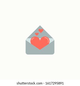 Envelope with heart flat icon. Element of Web Valentine's day icon for mobile concept and web apps. Love letter vector illustration.