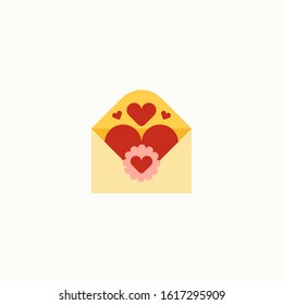 Envelope with heart flat icon. Element of Web Valentine's day icon for mobile concept and web apps. Love letter vector illustration.