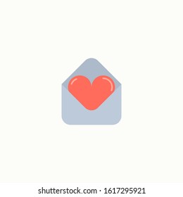Envelope with heart flat icon. Element of Web Valentine's day icon for mobile concept and web apps. Love letter vector illustration.