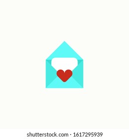 Envelope with heart flat icon. Element of Web Valentine's day icon for mobile concept and web apps. Love letter vector illustration.