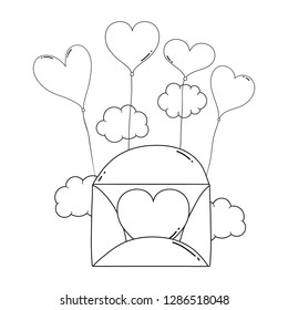 envelope with heart and flowers
