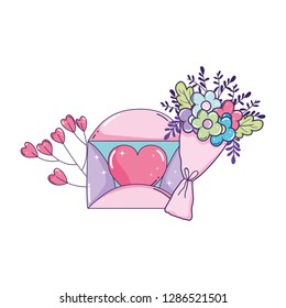 envelope with heart and flowers