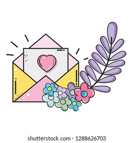 envelope with heart and flowers