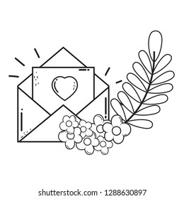 envelope with heart and flowers