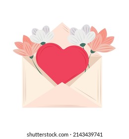 envelope with heart and flowers