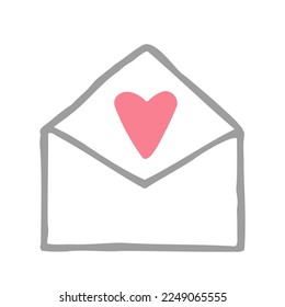 Envelope with Heart. Gunge hand drawn vector illustration