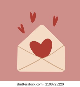 envelope with heart hand drawing doodle style 
