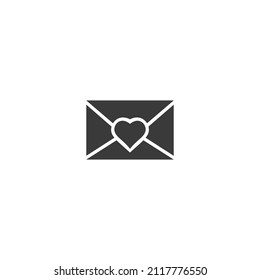Envelope Heart Icon Black and White Vector Graphic