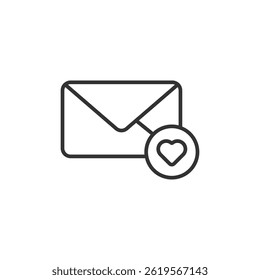 Envelope with heart icon isolated on white background. Letter symbol modern, simple, vector, icon for website design, mobile app, ui. Vector Illustration