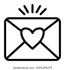 Envelope heart icon line style transparent