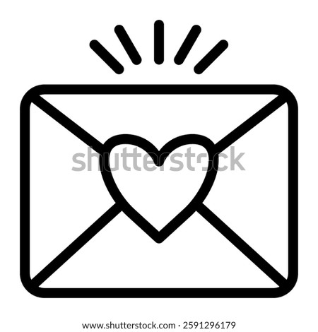Envelope heart icon line style transparent