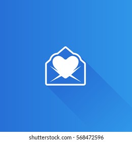 Envelope with heart icon in Metro user interface color style. Love romance gift