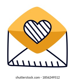 envelope with heart icon over white background, half line half color style, vector illustration