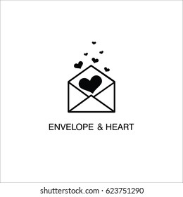 Envelope with heart icon vector illustration on white background.