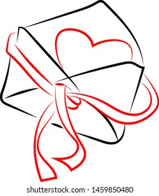 Envelope with heart, illustration, vector on white background.