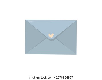 Envelope with heart. Inside is romantic letter for loved, vector illustration isolated on white background