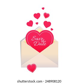 Envelope with heart isolated on white background. For your postcards, greetings and invitations