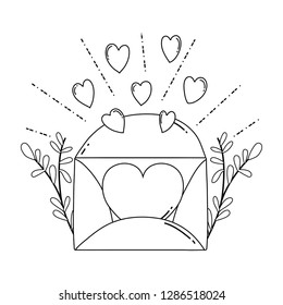 envelope with heart and leafs plant