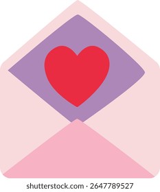 envelope, heart, letter, love, mail, romantic, pink, valentine, message, card, icon, sweet, simple, flat, red, illustration