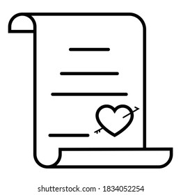 Envelope with heart. Line icon