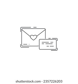 envelope with heart line icon. Love message line icon. love letter mail thin line icon.