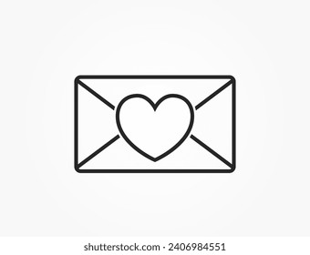 envelope with heart line icon. love message and romantic symbol. vector element for valentines day design