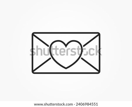 envelope with heart line icon. love message and romantic symbol. vector element for valentines day design