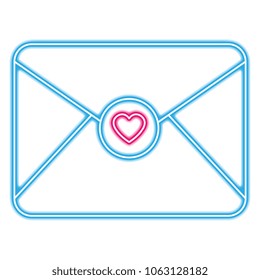 envelope with heart love in neon lights