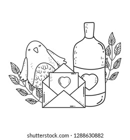 envelope with heart and mason jar