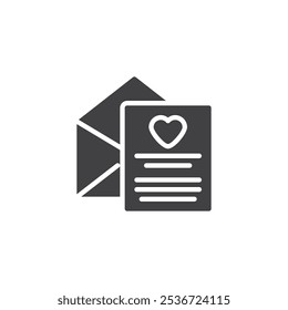 Envelope with a heart message vector icon. filled flat sign for mobile concept and web design. Love Letter glyph icon. Romantic communication symbol, logo illustration. Vector graphics
