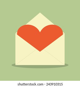 envelope and heart on a green background