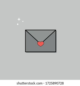 Envelope with heart on a grey background