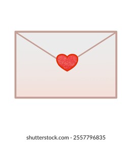 An envelope with heart on it isolated on white background. Vector illustration for decoration 