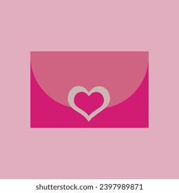 Envelope with heart on pink background. Valentine's Day celebrat