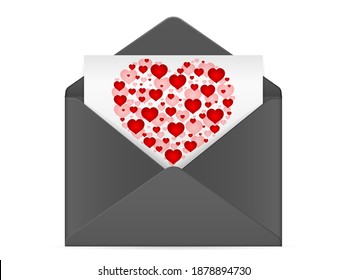 Envelope with heart on a white background. Vector illustration.