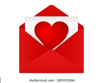 Envelope with heart on a white background. Vector illustration.