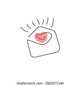 Sobre con corazón sobre fondo blanco. EPS 10. Carta.