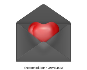 Sobre con corazón sobre fondo blanco. Ilustración vectorial.