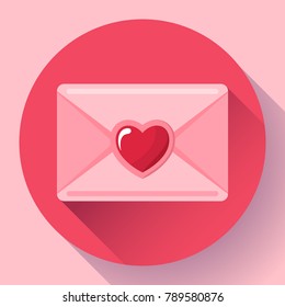 envelope with heart pink red icon, happy valentine day Love letter, love message