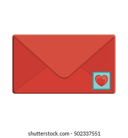 envelope with heart post stamp
