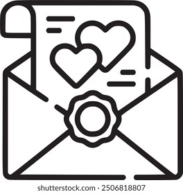 Sobre con corazón, representando cartas de amor o comunicación romántica. Sobre con icono de corazón que representa cartas de amor, comunicación romántica y mensajes personales. EPS