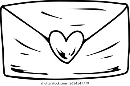 Envelope with Heart Seal Outline