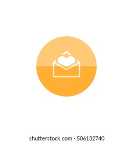 Envelope with heart shape icon in flat color circle style