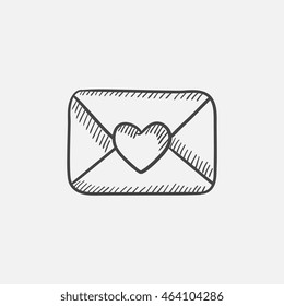 Envelope with heart sketch icon for web, mobile and infographics. Hand drawn vector isolated icon.