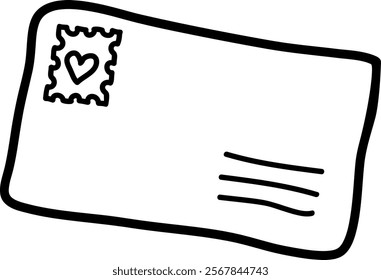 Envelope With Heart Sketch Vector Illustration