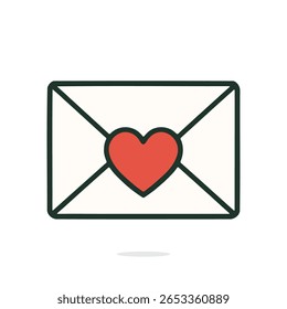 Envelope com coração, simbolizando amor e carinho.