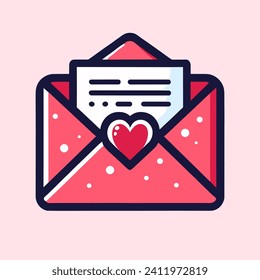 envelope with a heart, valentines day love letter illustration