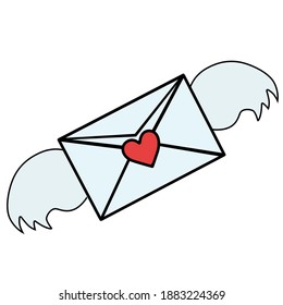 Envelope with heart. Valentines day symbol. Vector illustration.