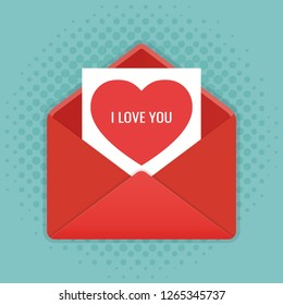 Envelope with heart. Valentine's day. Vector illustration.